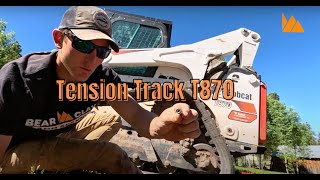 HOW TO TENSION TRACKS ON BOBCAT T870 [upl. by Audrye28]