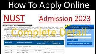 How to apply for NET  Nust Entry Test  Online form filling method  NUST admission 2023 [upl. by Dranreb]