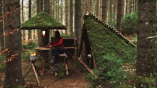 Building camp in the Woods DIY umbrella amp Outdoor cooking Area  Bushcraft skills [upl. by Effy]