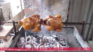 ASADOR CASERO DE POLLO ALA BRASA CON MOTOR DE IMPRESORA DE 12 VOLT [upl. by Eirbua799]