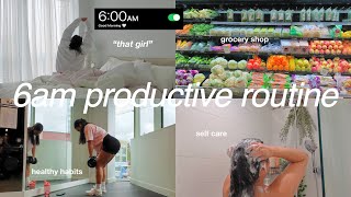 6AM PRODUCTIVE VLOG 🌱 morning routine healthy habits grocery shop errands cooking  self care [upl. by Iatnwahs827]