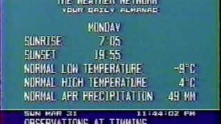 The Weather Network Timmins Sun Mar 31 1991 universal graphics [upl. by Rosena]