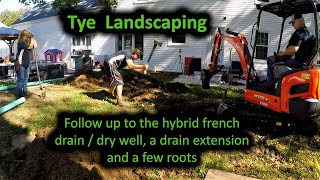 Follow up to the hybrid french drain  dry well  leach field a drain extension and a few roots [upl. by Nyltak]