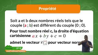 1ère C  Mathématiques  Géométrie analytique du plan [upl. by Pasadis]