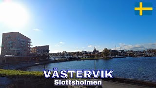 Slottsholmen Västervik  Virtual Walking Tour in 4K  2022 October  Sweden [upl. by Aralc171]