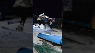 Snowboarding DIY terrain park 5050 back 180 over the down by marcus dinopark [upl. by Clotilda]