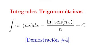 Integral Trigonométrica 04  Integral de cotnx [upl. by Horace]