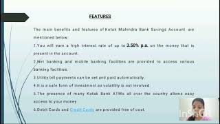 Savings Accounts  Kotak Mahindra Bank  Nidhi Agrawal BBA  GLA University Mathura [upl. by Fechter]