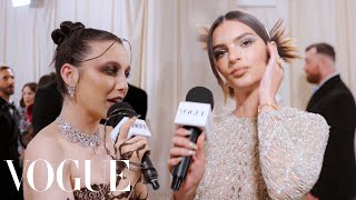 Emily Ratajkowskis Vintage Versace is a quotParty in the Backquot  Met Gala 2024 With Emma Chamberlain [upl. by Maryjane808]