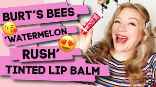 Burts Bees Squeezy Tinted Balm Review amp Try On Shade Watermelon Rush [upl. by Eneri]