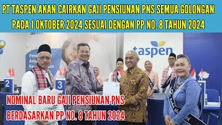 TERBARU BESARAN GAJI PENSIUNAN PNS PADA1 OKTOBER BERDASARKAN PP NOMOR 8 TAHUN 2024 [upl. by Flynn]