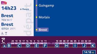 Annonce SNCF TGV IDTGV Paris Montparnasse  Brest HD  animé [upl. by Bussey]