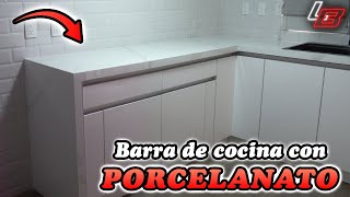 🟢Cómo FORRAR barra de cocina con cerámica GRAN FORMATO🔲  Los Bestauradores [upl. by Elleb455]