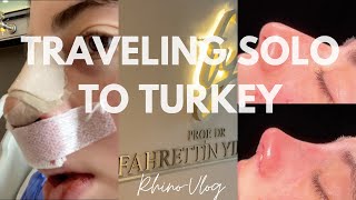 Getting a nose job rhinoplasty alone in Turkey 😱  Dr Fahrettin Yılmaz  Solo Travel  Charline [upl. by Ainad]