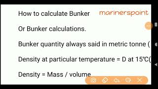 Bunker Calculations in Ship  Fuel Oil Calculations  Bunker Calculations  Bunker or Tank sounding [upl. by Enram]