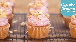 Cherry Bakewell Cupcake Recipe  Cupcake Jemma [upl. by Yeltihw121]