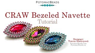 How to Bezel a Navette with CRAW and Peyote Stitches DIY Jewelry Making Tutorial by PotomacBeads [upl. by Gaylene]