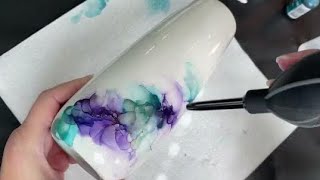 122 Wispy Alcohol Ink Art on Ceramic Vase [upl. by Adiraf]