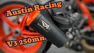 Austin Racing V3 250mm Exhaust  KTM 1290 Superduke R  RAW Sound [upl. by Comptom]