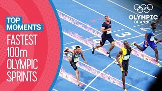 Top Fastest Mens 100m in Olympic History  Top Moments [upl. by Laamak]