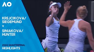 SiegemundKrejcikova v HunterSiniakova Highlights  Australian Open 2024 Quarterfinal [upl. by Juanita]