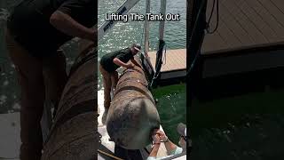 Boat Lift Pontoon Recovery Dont sink your trash in our lake lakelanier boatlift lakelife boat [upl. by Catima487]