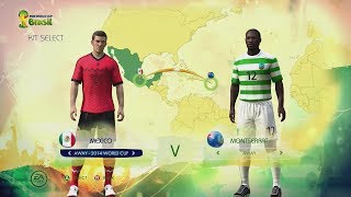 2014 FIFA World Cup Brazil CONCACAF Kits amp Ratings Full HD Gameplay [upl. by Lerrehs]