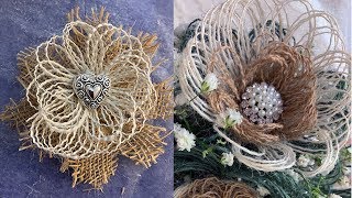 How To Make Burlap Fabric Flowers with Loops [upl. by Dirfliw]