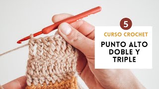 5 Curso de Crochet  Punto alto doble y triple [upl. by Siddra]