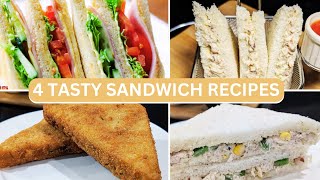 4 Tasty and easy sandwich recipes l Lunch box ideas [upl. by Olegnaleahcim]