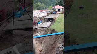 Landslide washes away riverbank in Nepal [upl. by Gable954]