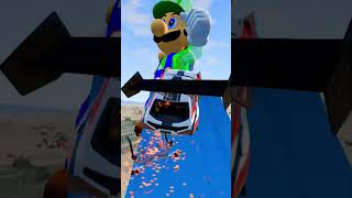 Cars vs Mario Bros Characters 😱 BeamNGDrive shorts mariobros beamngdrive [upl. by Trask359]