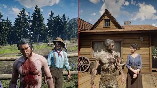 Reactions to John Being Covered in Blood and Mud  Friends amp Family  RDR2 [upl. by Xed940]