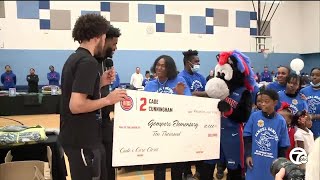 Cade Cunningham Pistons visit Detroit schools for winter supplies giveaway [upl. by Clayson]