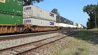 NS 24X Intermodal Dbl Stacks  TOFCs by Wellford 61524 Dash 9 ET44AH Dash 9 power [upl. by Jake]