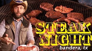 Steak Night at the 11th Street Cowboy Bar in Bandera TX  The Daytripper [upl. by Bello]