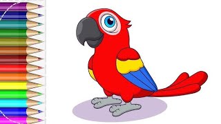 Parrot drawing easy step by step how to draw parrot kids drawing [upl. by Ainessey832]