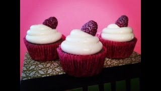 How to Make RASPBERRY CHAMPAGNE CUPCAKES with Gold Dusted Raspberries [upl. by Nogem]