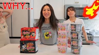 We Tried The Spicy Noodle Challenge [upl. by Enyrb]