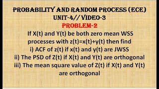 POWER SPECTRAL DENSITY PROBLEM1  PRPECE UNIT4 VIDEO3 [upl. by Suirradal]