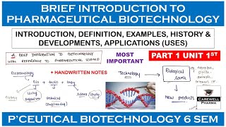 Brief Introduction to Biotechnology with reference to Pharmaceutical Science  L1 U1  PB 6 Sem [upl. by Dalohcin209]