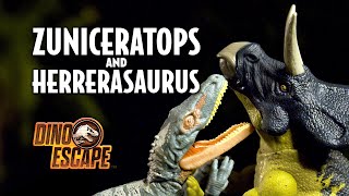 NEW Jurassic World Dino Escape 2021 ZUNICERATOPS amp HERRERASAURUS Mattel 4K [upl. by Idnir196]