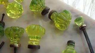 URANIUM VASELINE GLASS CRYSTAL KNOBS DOOR or DRAWER [upl. by Camarata]