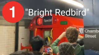 Bright Redbird 1 train ride from Chambers Street to Times Square [upl. by Anahsahs499]