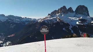 Skiing in Belvedere ski area Canazei Dolomites Val di Fassa [upl. by Limaa]