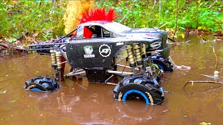 Huge Black RAMiNATOR quotDiRTY DODGEquot DiVES DEEP  15 8S LiPO Primal Mega Truck V3 4x4  RC ADVENTURES [upl. by Ransell324]