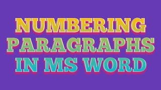 Numbering Paragraphs in M S Word [upl. by Icaj469]