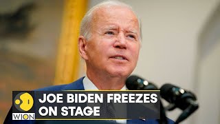 US President Joe Biden gets confused on stage looks for dead lawmaker in crowd  Latest News  WION [upl. by Eibrab]