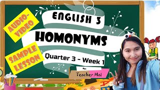 DEMO TEACHING IN GRADE 3 AudioVideo Lesson Sample using FILMORA X HOMONYMS QUARTER 3 WEEK 1 [upl. by Albers]