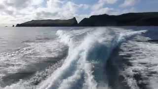 Leaving Mykines Island on a small ferry [upl. by Ydnat]